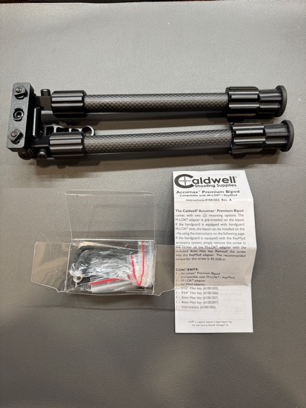Caldwell Accumax Premium Carbon Fiber Bipod 9"-13" Blk LikeNew